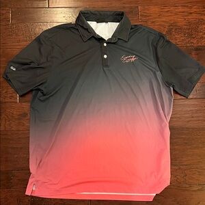 Stylish Ombre Men's Polo Shirt in Black and Pink